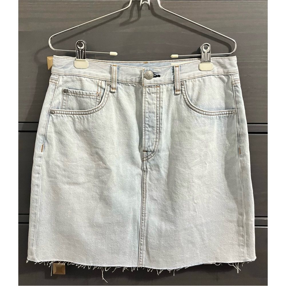 RAG & BONE Women’s High Rise Raw‎ Hem Denim Mini Skirt In Primrose, SZ 30